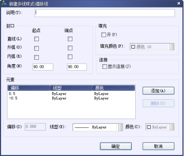 新建多线样式设置